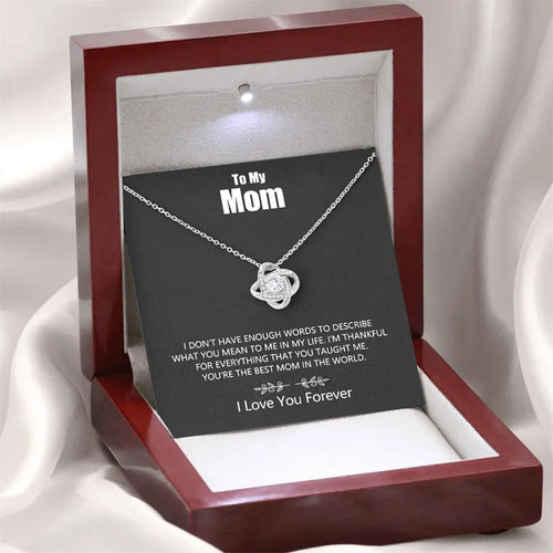 "To My Mom" - White Gold Infinity Necklace