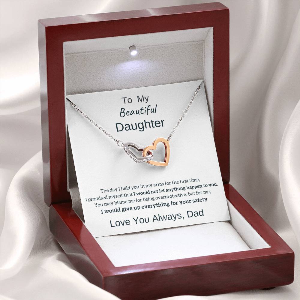 "To My Beautiful Daughter" - Double Heart Necklace