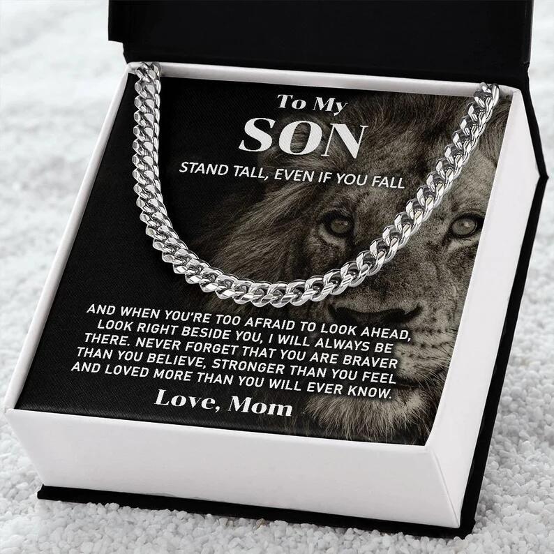 "To My Son" Golden Cuban Link & Gift Box