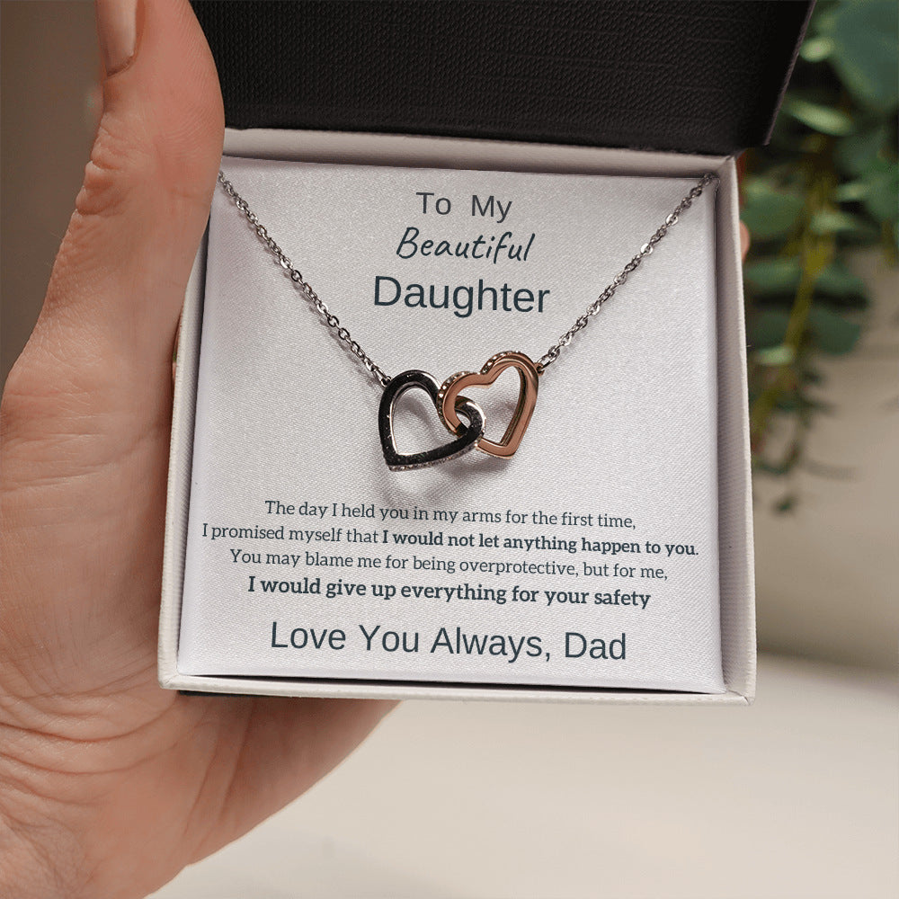 "To My Beautiful Daughter" - Double Heart Necklace