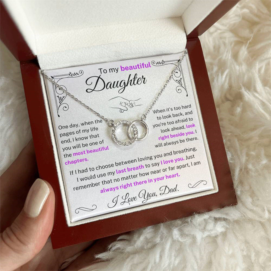 "To My Daughter" - Double Ring Necklace