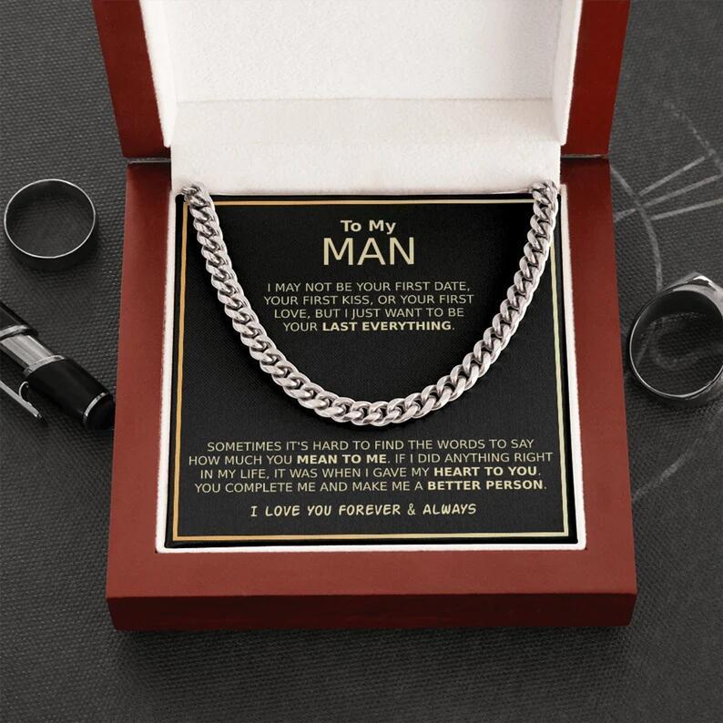 "To My Man" - Gold Cuban Link Necklace Gift Box