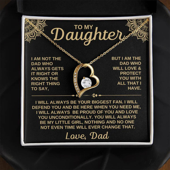 "To My Daughter" -  Hollow Heart Necklace