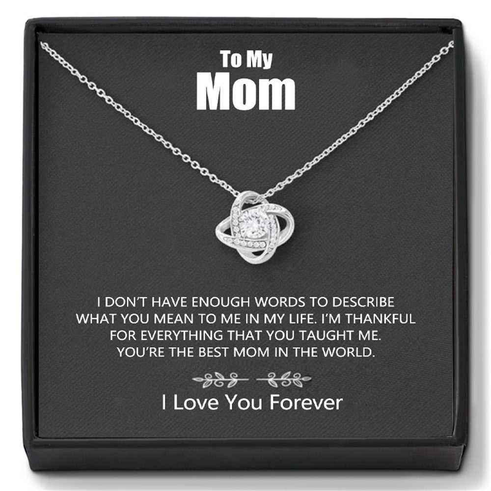 "To My Mom" - White Gold Infinity Necklace