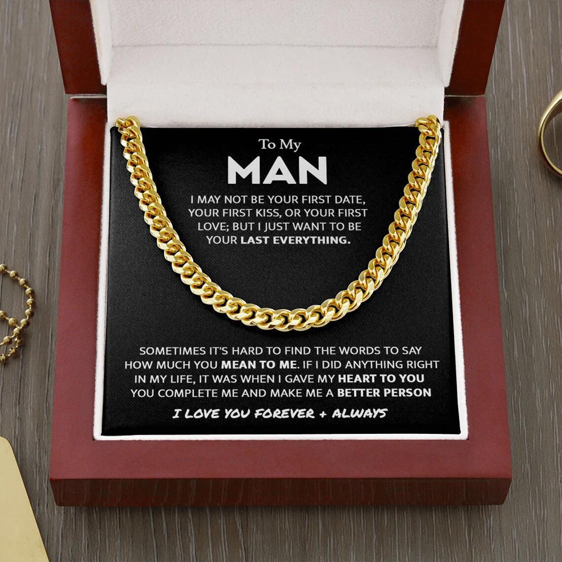 "To My Son" Golden Cuban Link & Gift Box