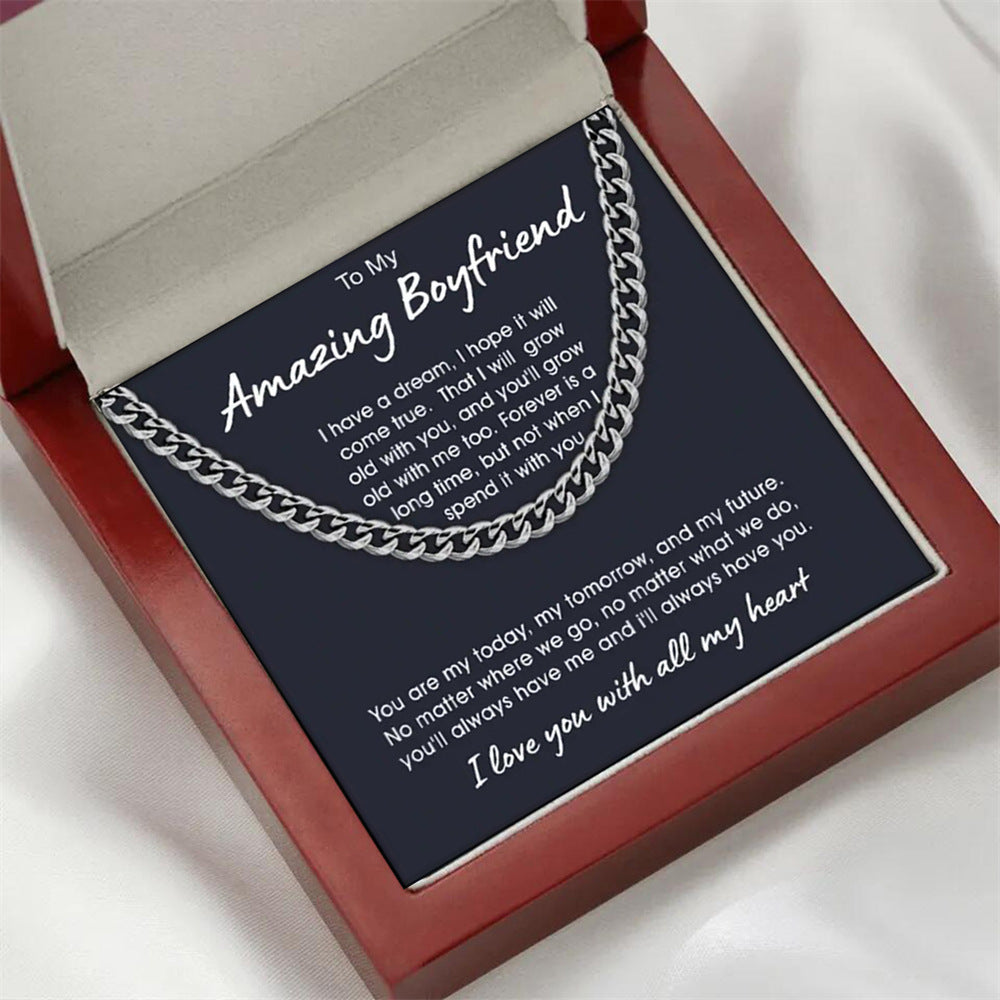 "To My Amazing BoyFriend" - Titanium Steel Necklace