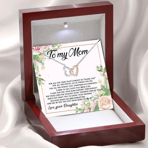 "To My Mom" - Double Heart Necklace Mother's Day Gift Box