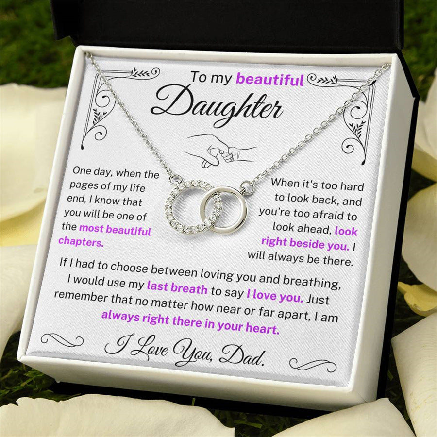 "To My Daughter" - Double Ring Necklace