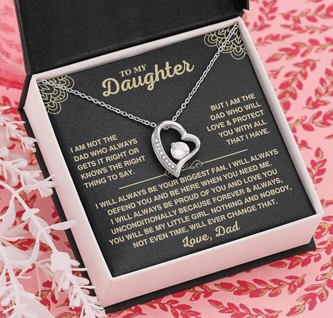 "To My Daughter" -  Hollow Heart Necklace