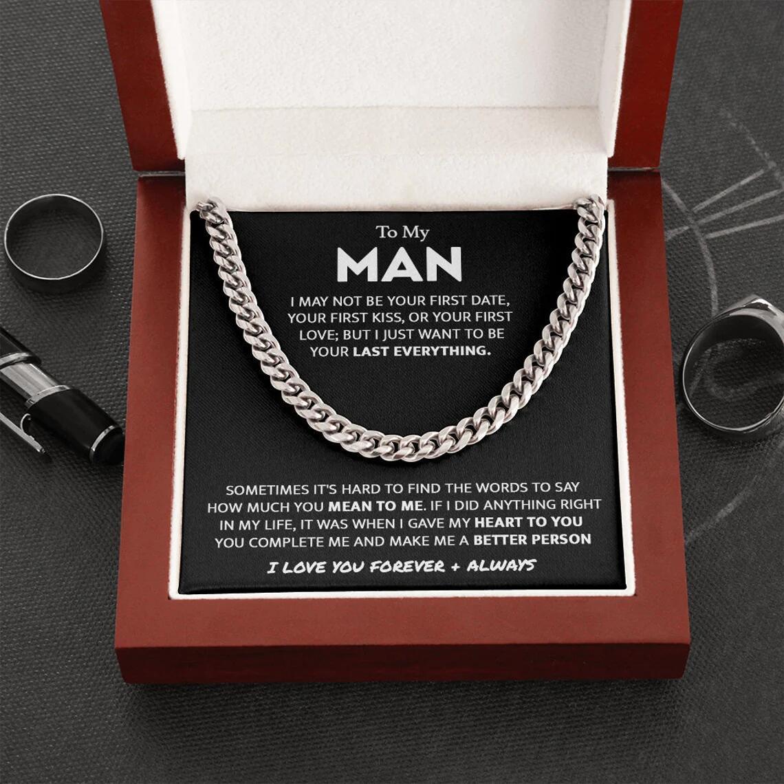 "To My Son" Golden Cuban Link & Gift Box