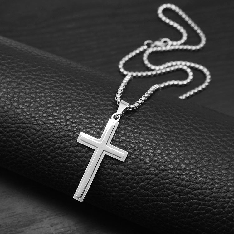 "To My Son" - Personalized Cross Pendant Necklace for Men — With Card & Gift Box
