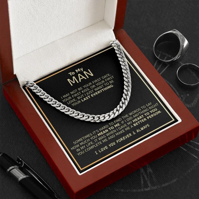 "To My Man" - Gold Cuban Link Necklace Gift Box