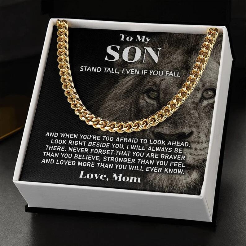"To My Son" Golden Cuban Link & Gift Box