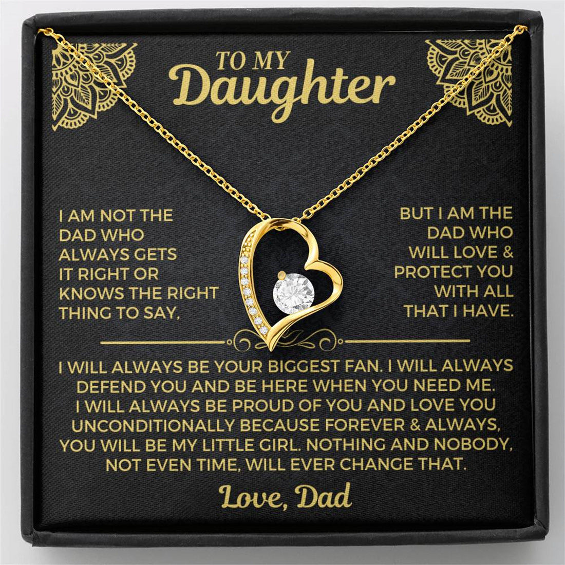 "To My Daughter" -  Hollow Heart Necklace