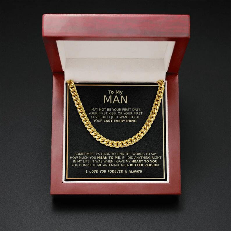 "To My Man" - Gold Cuban Link Necklace Gift Box