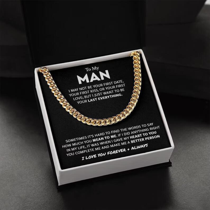 "To My Son" Golden Cuban Link & Gift Box