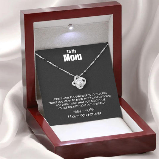 "To My Mom" - White Gold Infinity Necklace