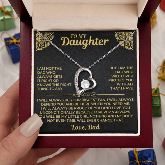 "To My Daughter" -  Hollow Heart Necklace