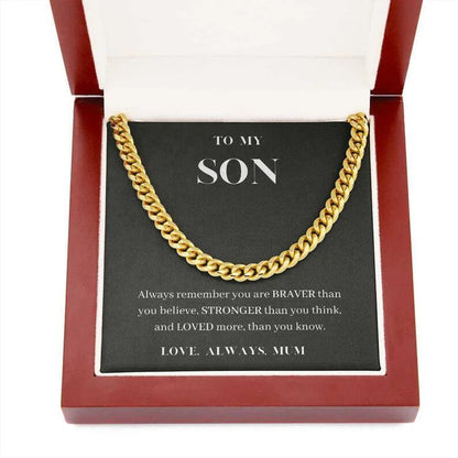 "To My Son" Golden Cuban Link & Gift Box