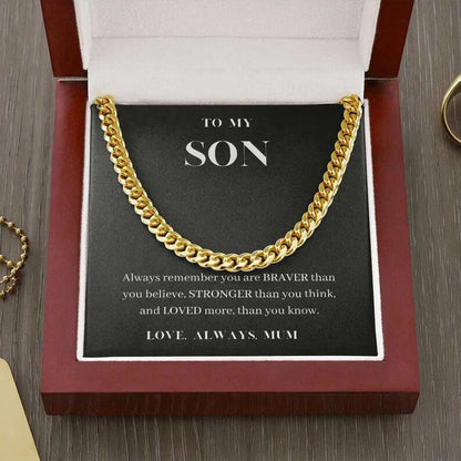 "To My Son" Golden Cuban Link & Gift Box