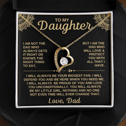 "To My Daughter" -  Hollow Heart Necklace
