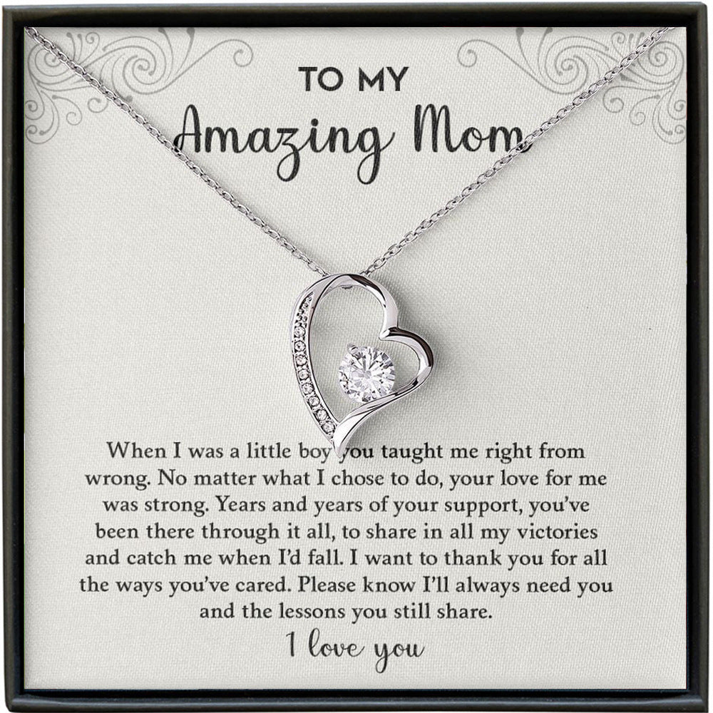 "To My Amazing Mom" - Hollow Heart Necklace