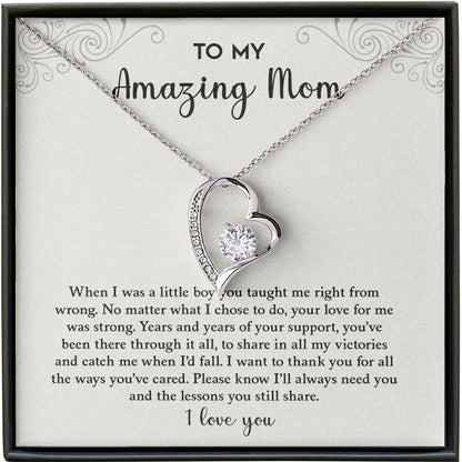 "To My Amazing Mom" - Hollow Heart Necklace